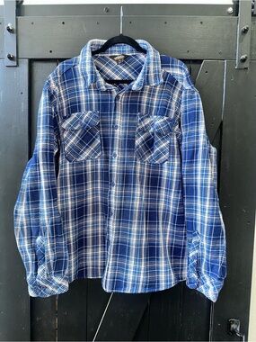 Pacific Trail Men’s XXL Blue/White Plaid Flannel Cotton L/S Button-Up Pockets